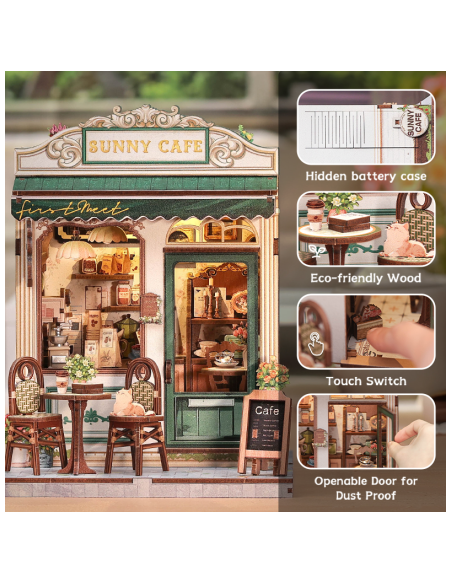 Miniature House Cafetería "Sunny Cafe" con 233 piezas.