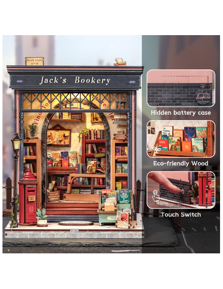 Book Nook Librería "Jack's Bookery" con 330 piezas.