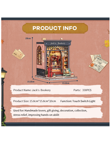 Book Nook Librería "Jack's Bookery" con 330 piezas.