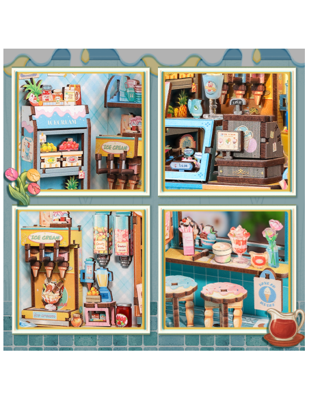 Cutebee Miniature House Bella's Ice Cream con 225 piezas