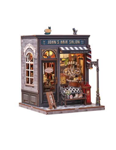 Miniature House Barbería "John's Hair Salon" con 210 piezas.