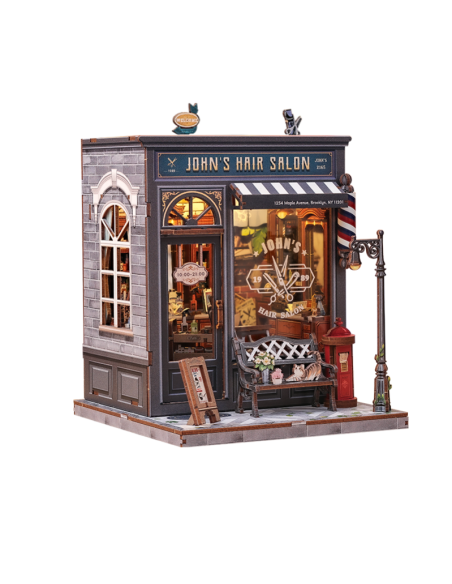 Miniature House Barbería "John's Hair Salon" con 210 piezas.