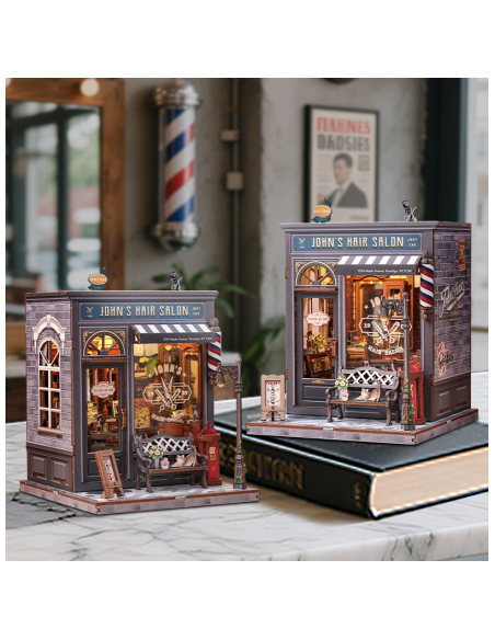 Miniature House Barbería "John's Hair Salon" con 210 piezas.