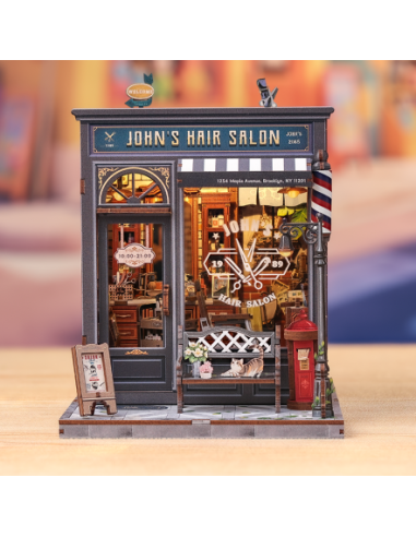Miniature House Barbería "John's Hair Salon" con 210 piezas.