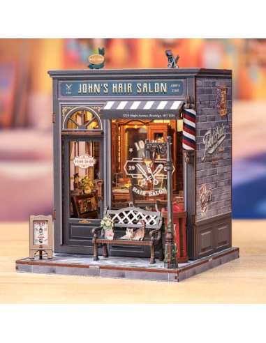 Miniature House Barbería "John's Hair Salon" con 210 piezas.