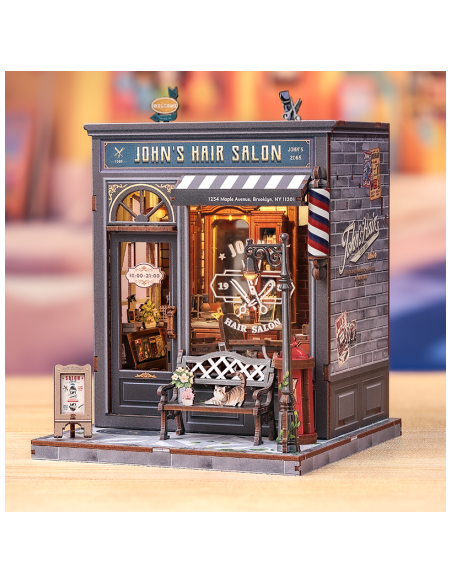 Miniature House Barbería "John's Hair Salon" con 210 piezas.