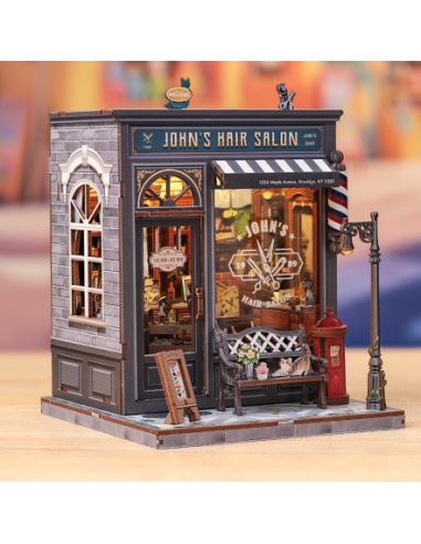 Miniature House Barbería "John's Hair Salon" con 210 piezas.