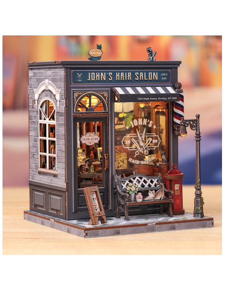 Miniature House Barbería "John's Hair Salon" con 210 piezas.