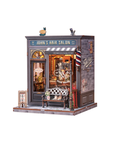 Miniature House Barbería "John's Hair Salon" con 210 piezas.