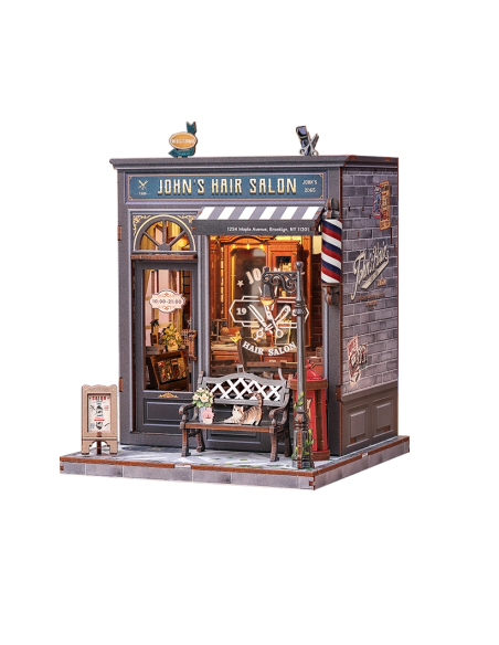 Miniature House Barbería "John's Hair Salon" con 210 piezas.