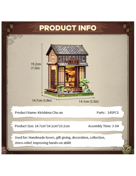 Cutebee Miniature House Kirishima Cha-an con 145 piezas
