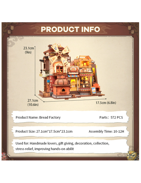 Cutebee Miniature House Bread Factory con 572 piezas