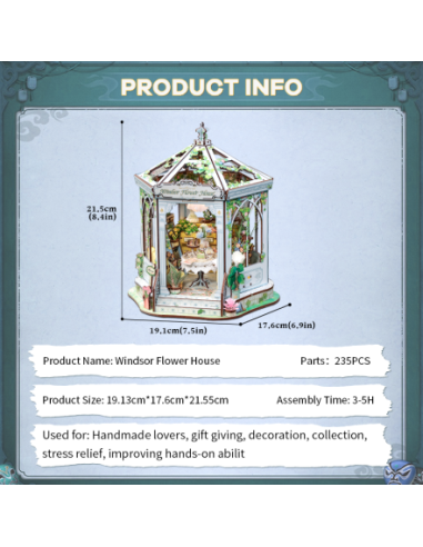 Cutebee Miniature House Windsor Flower House con 235 piezas