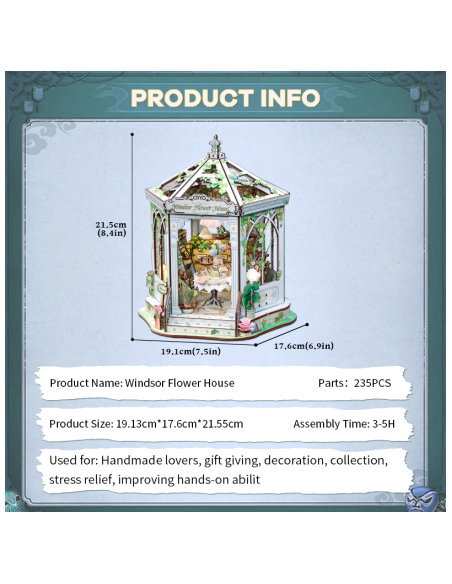 Cutebee Miniature House Windsor Flower House con 235 piezas