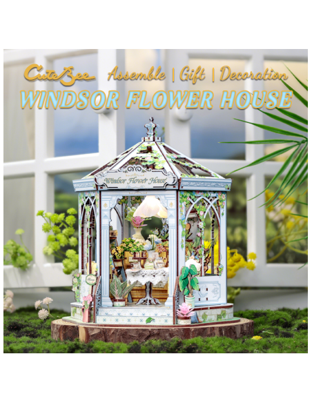 Cutebee Miniature House Windsor Flower House con 235 piezas