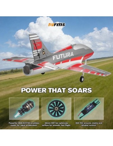 AVION EDF FUTURA 64MM ROJO PNP FMS