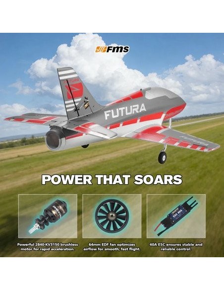 AVION EDF FUTURA 64MM ROJO PNP FMS
