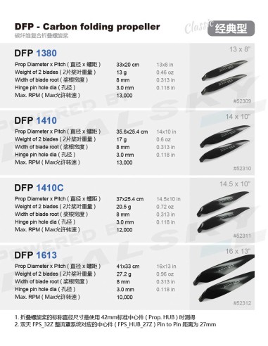Hélice plegable Dualsky DFP 9065 de 9,0 x 6,5 pulgadas, tipo 'Dragonfly' (1 par)