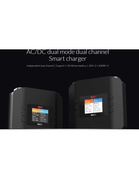 Cargador inteligente ISDT K4 AC/DC 1-8S / 2x 20A 2x 600W